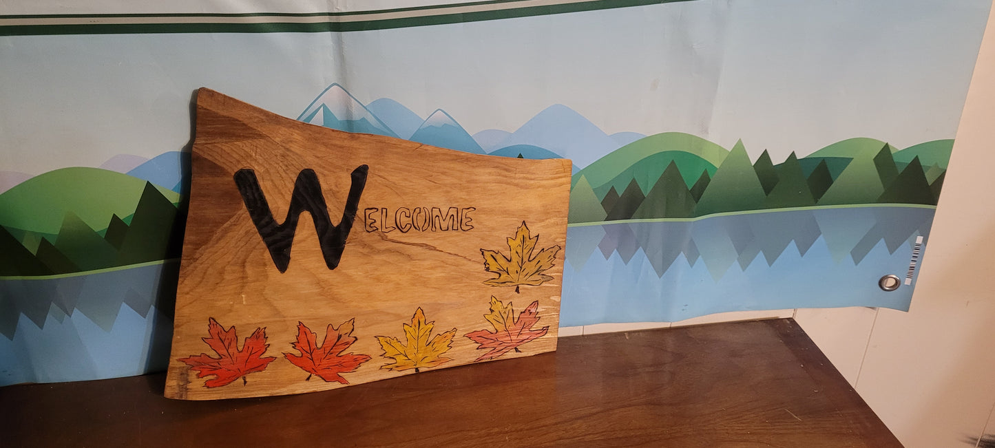 Fall Leafs Welcome Sign